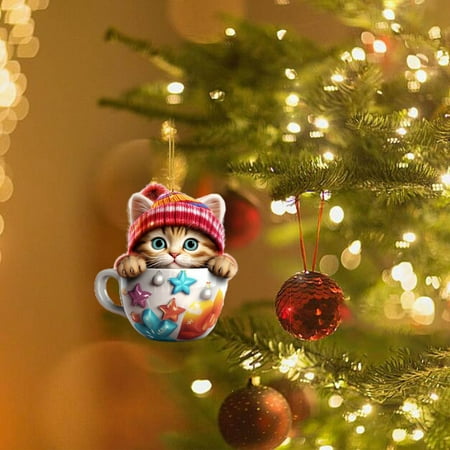 

Car Swinging Pendant Small Hanging Chandelier Beads One Hole 5mm Chandelier Beads round Stained Glass Windows for The Home Christmas Decorations Small Sweet Cup Cat Decorative Hanging