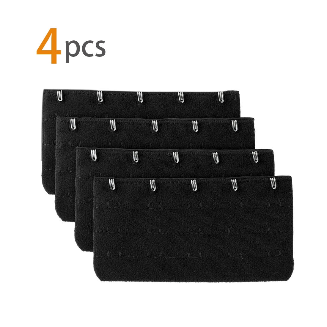Unique Bargains 4pcs Woman 3 Rows 5 Hooks Brassiere Bra Extension Strap Extender Black