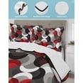 thumbnail image 4 of Quilts Twin-XL Size Bedding Set, Red Grey Abstract Lightweight Quilted Comforter, Modern Geometric Ombre Artwork Soft Reversible Bedspread Coverlet with Pillow Covers for All Season, 68" x 98", 4 of 7