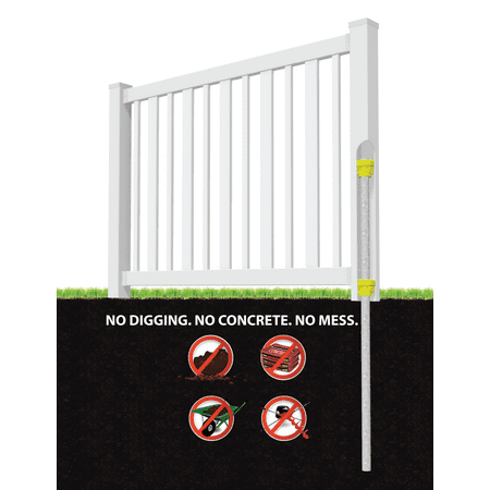50.5in H x 72in W (1 Panel + 1 Post) No Dig WamBam Sturbridge Fence Kit, White Vinyl Picket Fence Panel, Easy DIY Installation Fence Panel Kit, Durable Outdoor Fence for Yard or Pool, BL19103