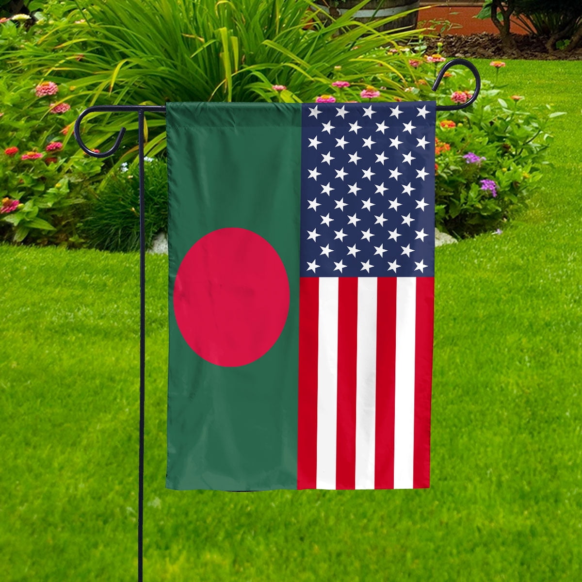 American Bangladesh Flag Bangladeshi Friendship U.S.A Memorial Day Patriotic For House Flag, Double-Sided Decorative Outdoor Flag, Patriotic Polyester Yard Flag 29.5 x 39.5 in