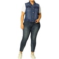 thumbnail image 2 of Agnes Orinda Women's Plus Size Casual Button Sleeveless Denim Vest Jacket 6X Blue, 2 of 6