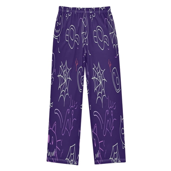 Kids' Pajama Pants Soft Relaxed Fit Sleep Pants Lounge Pants with Pockets Light Outline Halloween Small