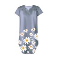 thumbnail image 4 of Dyegold Sundresses for Women Casual Beach - Summer Dress for Women V Neck Short Sleeve Daisy Print Denim Tshirt Midi Sun Dress ​Plus Size ​Wedding Guest ​Dress, 4 of 4