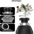 thumbnail image 4 of GAOMON 3/4 HP Garbage Disposal with Air Switch, 4-Stage Grinding, 3500 RPM, Quiet Food Waste Disposer, Stainless Steel & ABS, for Kitchen, Matte Black, 4 of 7