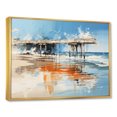 thumbnail image 2 of Designart "Contemporary Watercolor Horizon With A Pier I" Coastal Pier Floater Framed Canvas Wall Art, 2 of 5