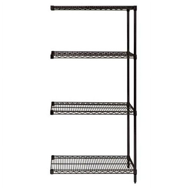 Unité d'Extension d'Étagères Grillagées Noires à 4 Tablettes - 18 x 48 x 63 Po