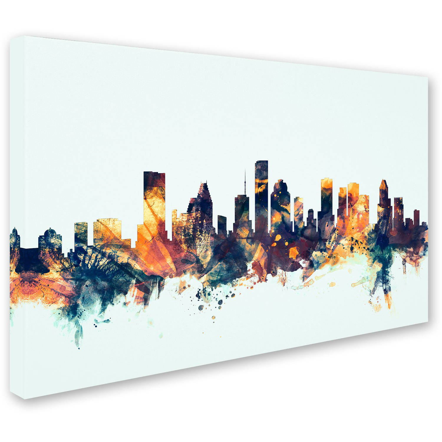 Trademark Fine Art "Houston Texas Skyline Blue" Canvas Art by Michael Tompsett