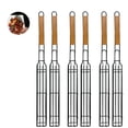 thumbnail image 3 of 4 Pcs 20" Large Kabob Grilling Baskets BBQ Grill Accessories- Oak Handle, 3 of 4
