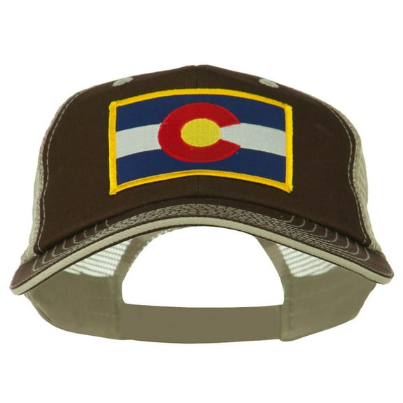 Colorado Western State Patched Big Washed Mesh Cap - Brown Beige XL-3XL