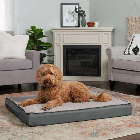 UPC: 0842229127393 | FurHaven Pet Products Quilt-Top Convertible Indoor-Outdoor Deluxe Cooling Gel Deluxe Mat Pet Bed for Dogs & Cats – Gray Jumbo
