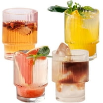 ACDANC 6 oz Ribbed Beverage Glasses (Set of 4)