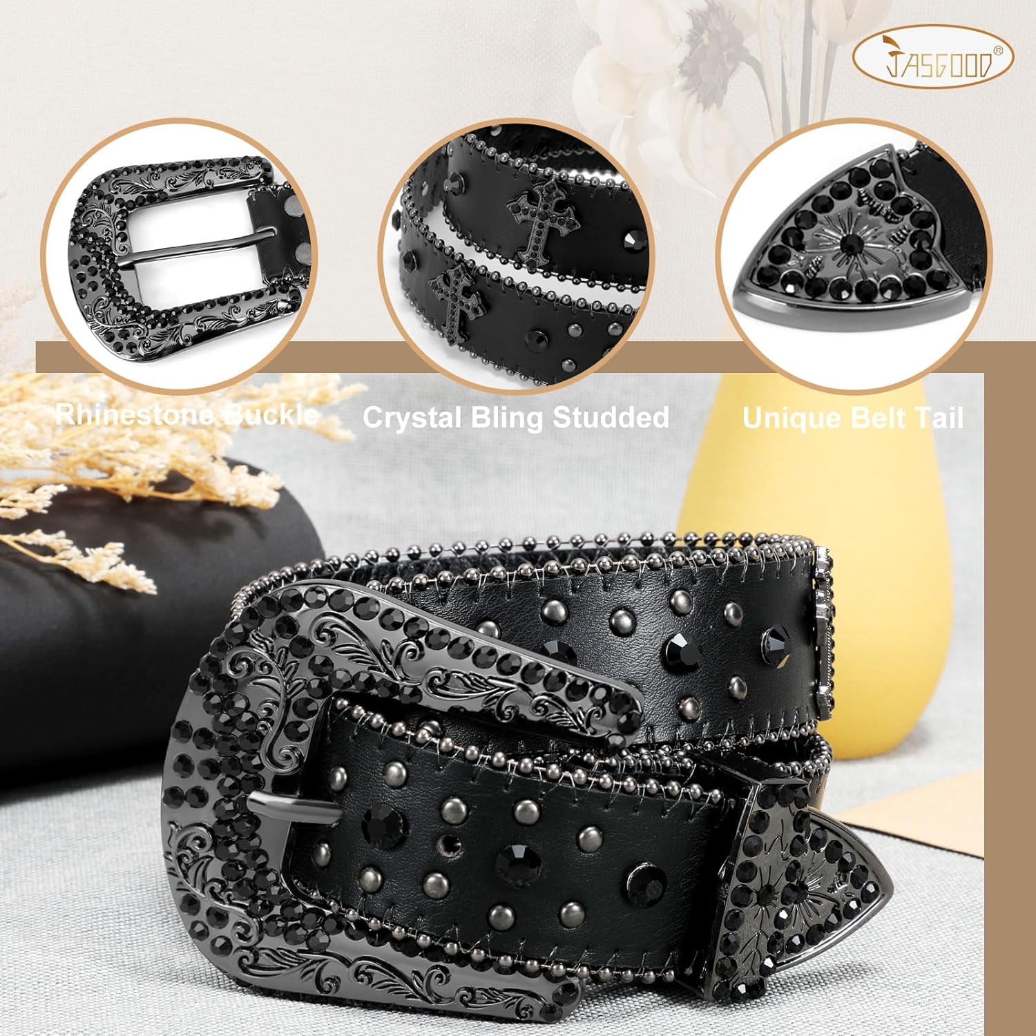 8142 Rhinestone Belt For Men & Women, Western Cowgirl Cowboy Bling Studded Dream Apparel Rhinestone Belt for Men and Women, Western  main image 3