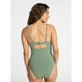 thumbnail image 3 of Time and Tru Women’s and Women’s Plus Ribbed Plunge One Piece Swimsuit, Sizes XS-2X, 3 of 5