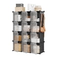 thumbnail image 1 of 12-Cube Modular Shoe Storage Cabinet with Doors – Stackable, Expandable Organizer – Durable Plastic/Metal, Space-Saving, Dustproof Entryway Shoe Rack – Black, 1 of 8