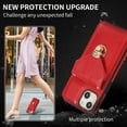 thumbnail image 7 of Allytech Card Holder Case for iPhone 14, Premium PU Leather Kickstand Case with Metal Anti-Theft Buckle & Shoulder Strap, Shockproof Drop Protection Comfortable Grip Case, Red, 7 of 7