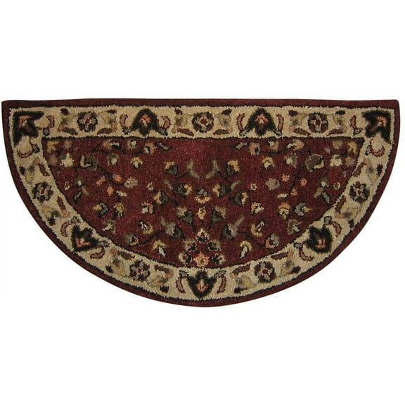 UniFlame Red with Black Hand-Tufted 100% Wool Hearth Rug