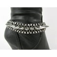 thumbnail image 2 of New Women Biker Trendy Boot Chain Bracelet Strap Silver Metal Spikes Shoe Anklet, 2 of 6