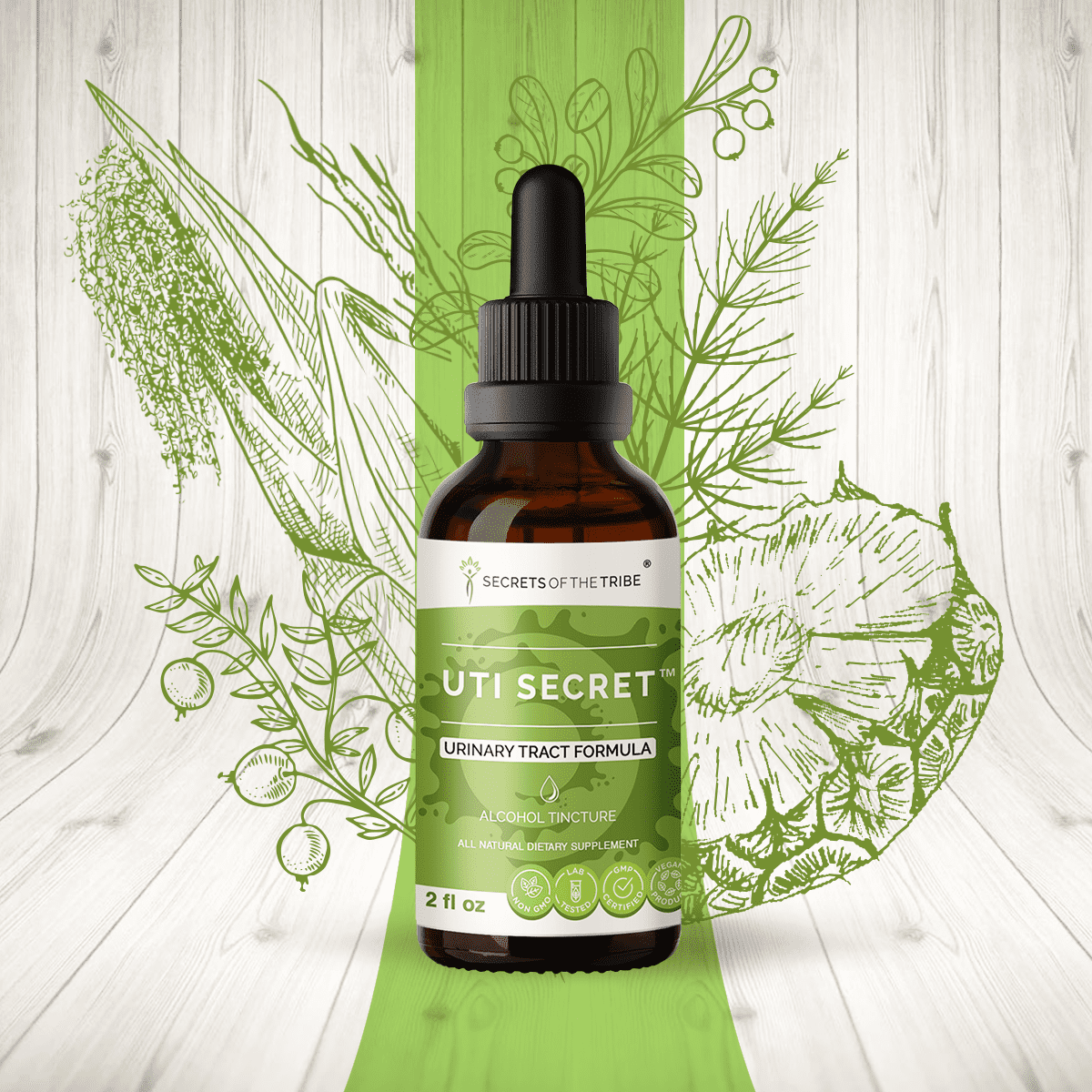 UTI Secret Alcohol Extract, Tincture, Cranberry, Bromelain, Pineapple