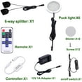 thumbnail image 5 of Black Cord Aluminum Puck Lights Kit for Under Cabinet Lighting - 6 Pack of Wireless Dimmable 12W LED Lights with RF Remote Control - 2700K Warm White for Kitchen Counter and Closet, 5 of 8