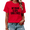 4-Red, variant on UNISHE Women's Navy Blue Song Lyrics Graphic Short Sleeve T-Shirt Oversized Fit Top