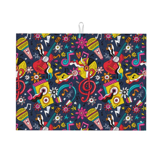 Fotbe Rock Music Alfombrilla de Secado para Cocina con Estampado, 18x24 Pulgadas