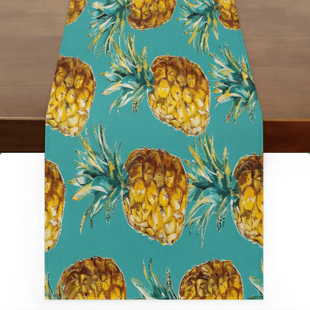 

Qzaxky Table Runner Boho Table Runner Tropical Pineapple Bohemian Boho Outdoor Table Runner Decoration for Indoor Outdoor Home Dinner Party Wedding Decor 13 x 36 Inch