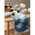 thumbnail image 6 of Abstract Modern Blue Table Runner-Cotton Linen- 108 Inch Holiday Dresser Scarves, Ocean Seawaves Beach Street Art Tablerunner for Kitchen Coffee/Dining Bedroom Living Room Dinner Scarf Décor 13x108, 6 of 9