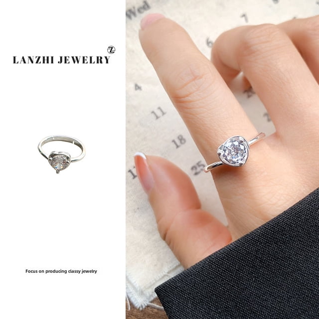 Anillo que no se decolora, anillo abierto de lujo ligero de moda femenina, joyería de circonita, anillo de plata esterlina 925