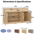 thumbnail image 3 of Poshby 47" Fluted Credenzas Sideboard Buffet Cabinet with 2 drawers, 3 Doors for Living Room, Natural, 3 of 9