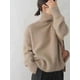 thumbnail image 4 of Suéter holgado de cuello alto 100% cachemira pura para mujer, suéter de lana grueso para otoño e invierno, jersey de base perezosa, 4 of 5