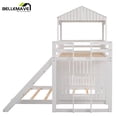 thumbnail image 7 of BELLEMAVE Bunk Beds Twin over Full Size, Playhouse Bunk Bed with Slide, Roof, Window, Ladder and Full-Length Guardrail,House Bunk Beds for Teens(White), 7 of 7