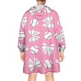 thumbnail image 2 of Pink Bows and Baseballs Pattern Wearable Oversized Blanket,Wearable Blanket Hoodie for Adults,Cozy Hooded Blankets with Super Pockets,Super Warm Fuzzy Pullover for Women & Men, 2 of 6
