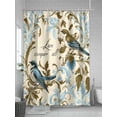 thumbnail image 5 of Vintage Bird Flower Shower Curtain, Watercolor Green Blue Floral Waterproof Shower Curtain Set with 12 Hooks Lightweight Washable Fabric Shower Curtains for Bathroom 72x84 Inches, 5 of 6