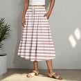 thumbnail image 2 of Nmnitkp Skirts for Women Summer Flowy Boho Maxi Skirt Trendy Drawstring Elastic High Waist Pleated Tiered A Line Beach Long Skirts, 2 of 6