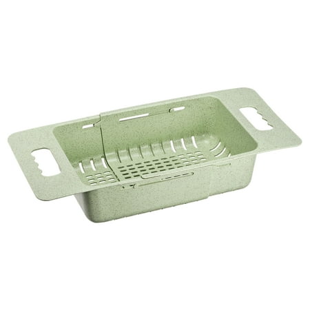 

Unique Bargains Extendable Over the Sink Strainer Plastic Basket For Fruit 1 Pcs Green