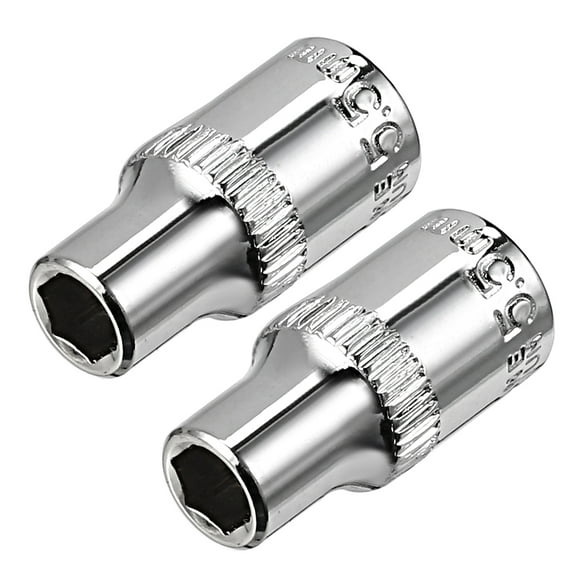 Unique Bargains 2Pcs 1/4-inch Drive 5.5mm Cr-V 6-Point Shallow Socket