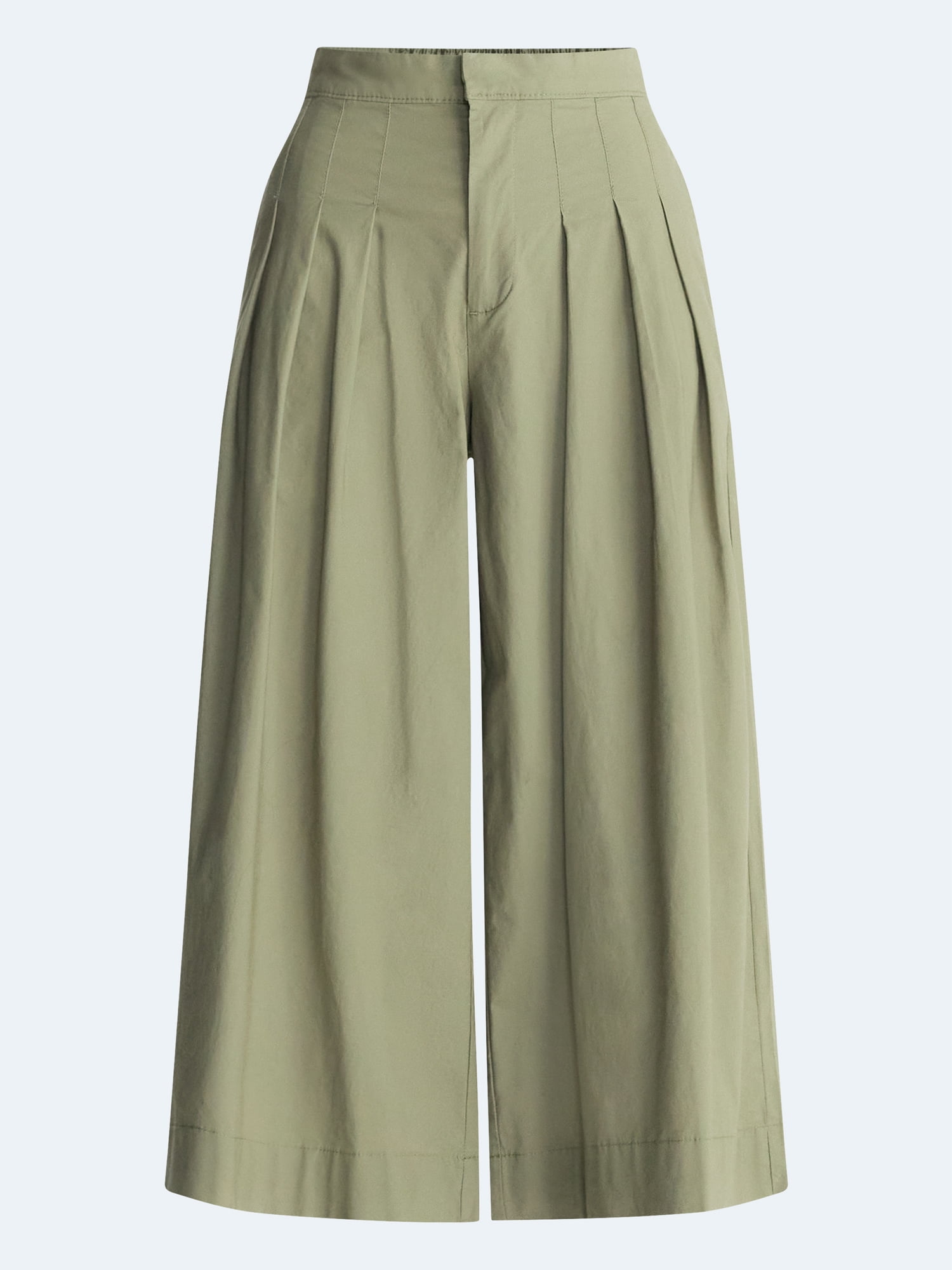 Free Assembly Women's and Women's Plus High Rise Wide Leg Pleated Culotte Pants, Sizes XS-XXL