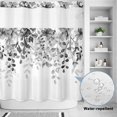 thumbnail image 2 of No Hook Shower Curtain, Grey Shower Curtains for Bathroom with See Through Top Window, Eucalyptus Leaves Waterproof & Washable Bath Curtain Long 72"x78", 2 of 9