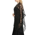 thumbnail image 2 of MYG Long Sparkly Sequin Sheer Tulle Lace Embroidery Shawl Wrap Scarf Evening Wedding, 2 of 9