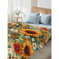 thumbnail image 4 of Spring Floral Queen Size Flat Sheet, Wrinkleproof & Fadeproof Cooling Flat Bed Sheet Only, Summer Sunflower Botanical Vintage Breathable Soft Bedding Top Sheets 90 x 102 Inches, 4 of 8