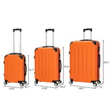 Zimtown Orange 3 Pieces Travel Luggage Set Bag ABS Trolley Carry On ...