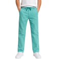 thumbnail image 2 of Boys Solid Casual Pull On Chino Pants Elastic Drawstring Waist Straight Leg School Uniform Trousers Kids Loose Fit Flat Woven Pants for Daily School Weekend Wear(Light Blue,5-6 Years), 2 of 9
