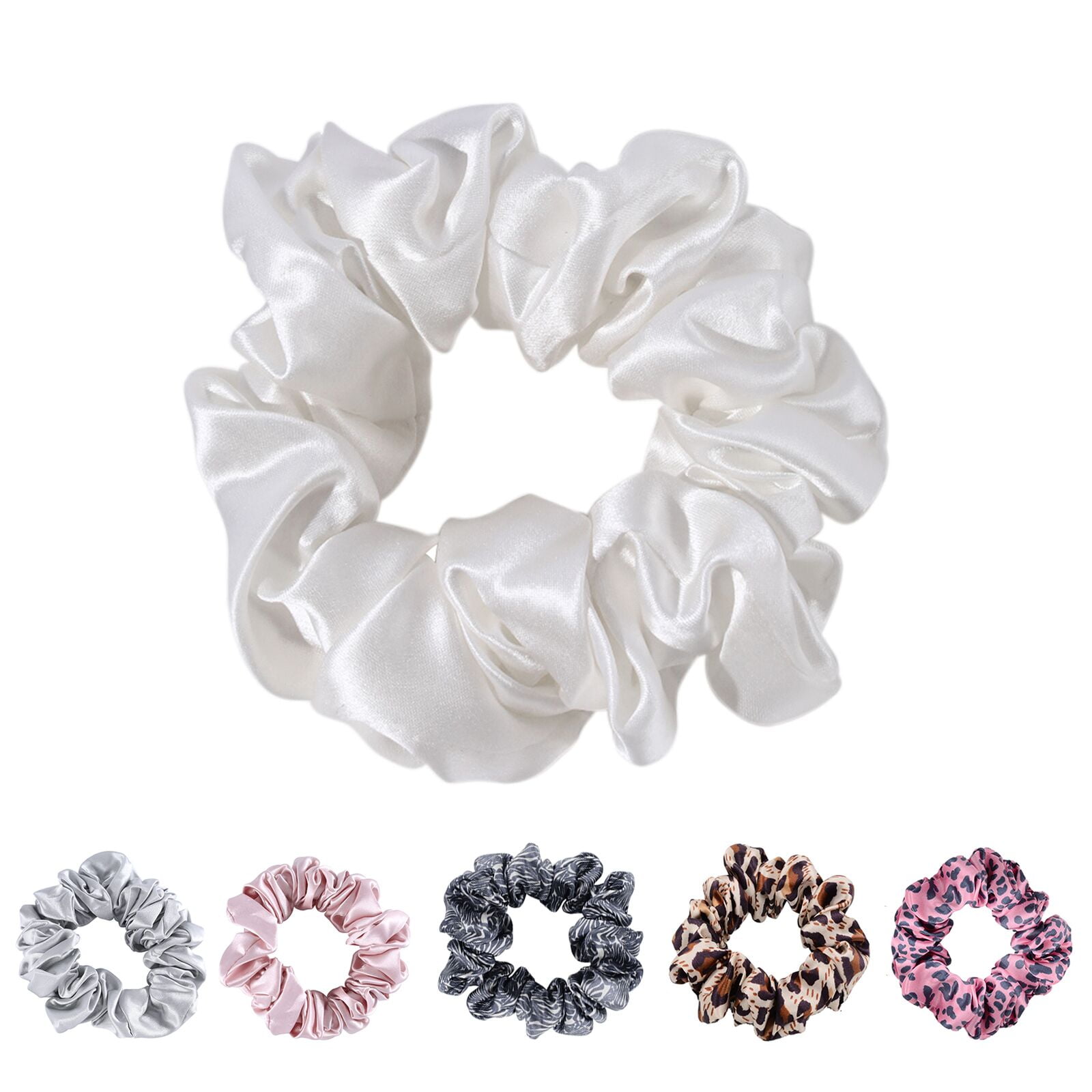 Winssy  Luxurious 22 Momme Smooth-Super Soft  Real Mulberry Silk Scrunchies with Large Size Silk Hair Ties Elastic Band for Curly Hair