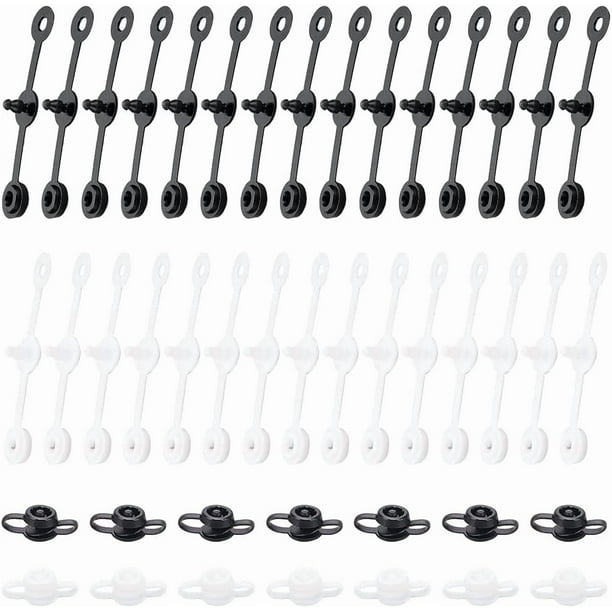200 unidades de llaveros con botón a presión de plástico, conectores, pestañas, clips y cierres para pulseras, impermeables, artículos de papelería y ropa. Color: blanco y negro.