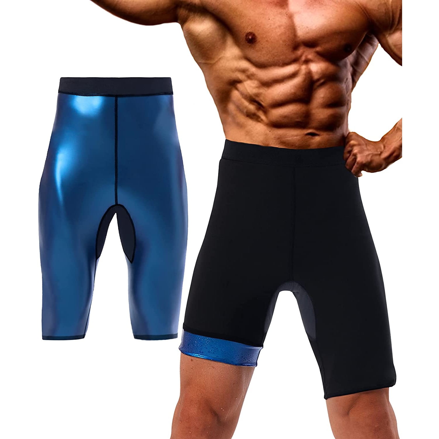 Mesh Crotch LMCOB Sauna Sweat Short Pants for Men Hot Thermo Leggings Sauna Tight Pants Polymer Pants Body Shaper Sauna Suit 