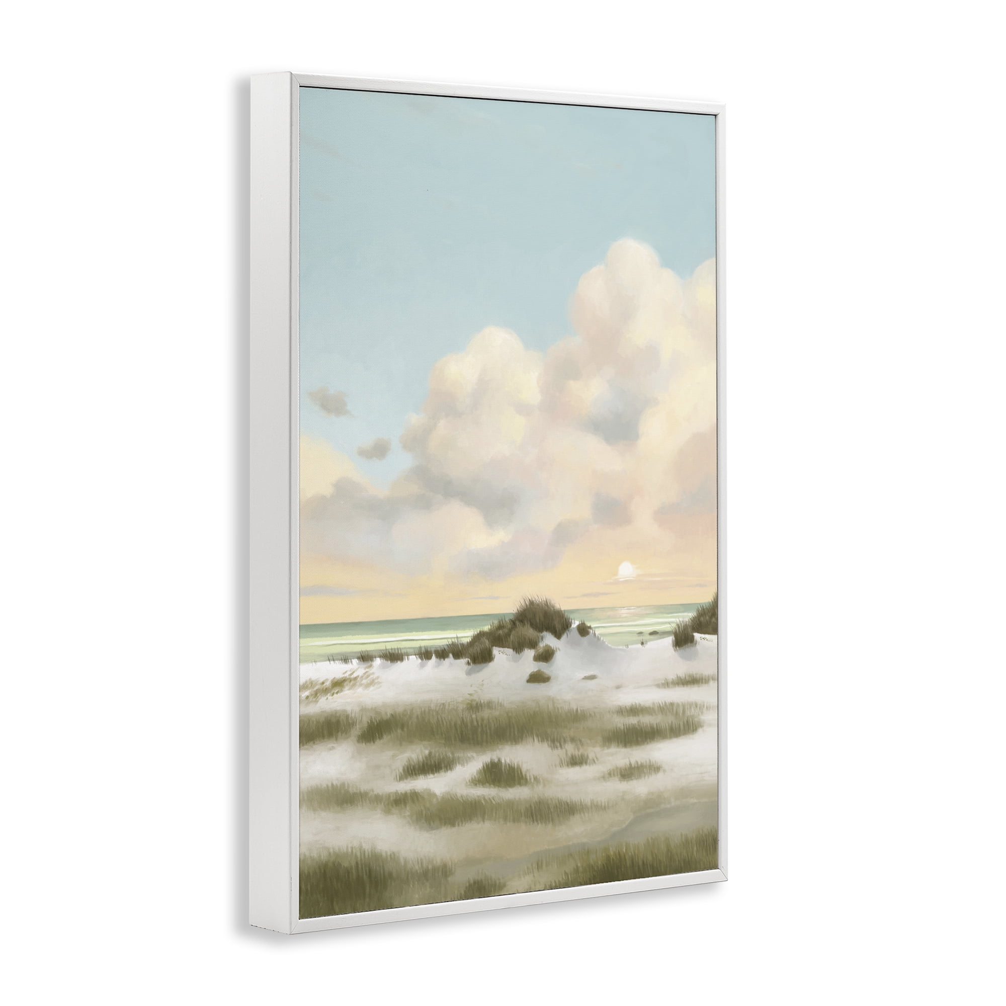Stupell Industries Land & Sea Painting Landscape Painting White Framed Art Print Wall Art, 12 x 18