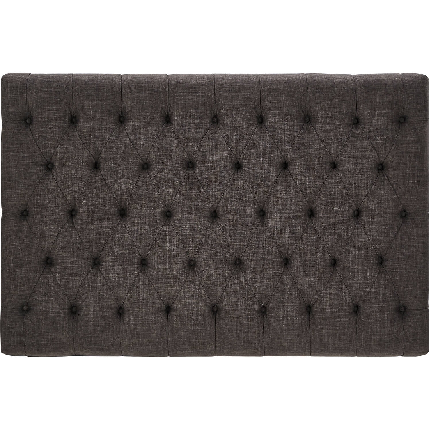 Weston Home Galvin Transitional Wood and Tufted Linen Coffee Table, Dark Grey