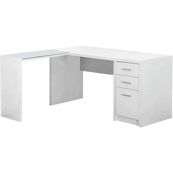 Monarch Specialties Computer Desk, Home Office, Corner, L Shape, Work, Laptop, White Laminate