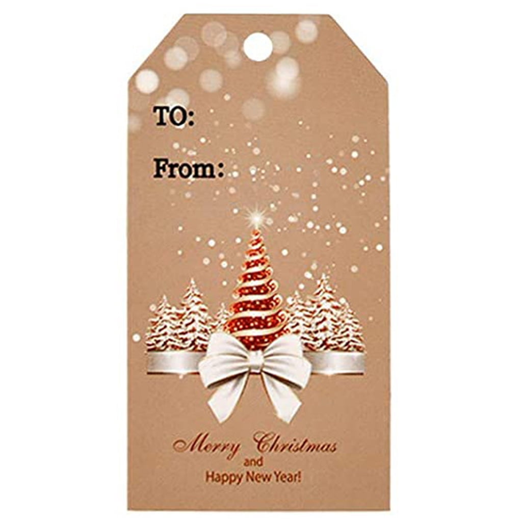 100pcs Christmas Tree Kraft Paper Cards Hanging Gift Tag Labels Xmas Party Decor 